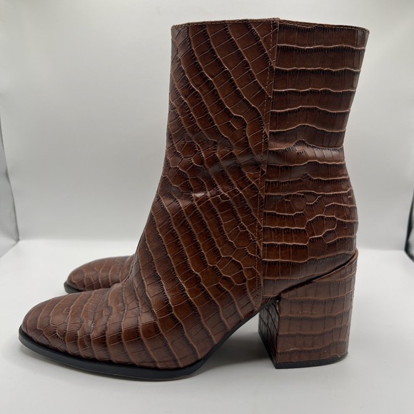 Vionic Women's Vienna Harper Croc Zipper Ankle Heeled Boot- Brown Sz 8 - Picture 4 of 12